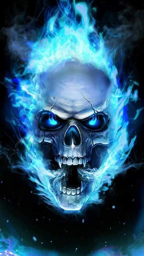 Blue Fire Skull