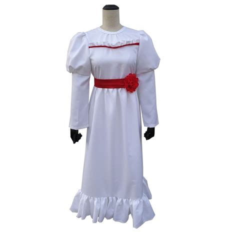 Halloween Girl Dress Doll Annabelle Cosplay Costume Women White Fancy