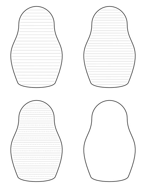 Free Printable Russian Doll Shaped Writing Templates