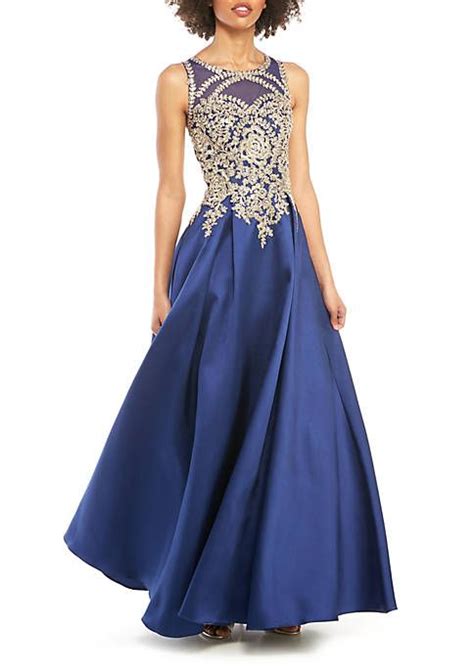 Xscape Bead Embroidered Mesh Bodice Taffeta Ballgown Formal Evening