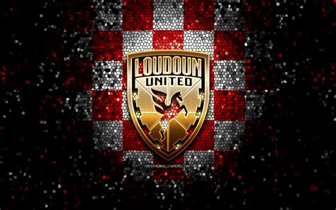 Download Wallpapers Loudoun United Fc Glitter Logo Usl Red White Checkered Background Usa