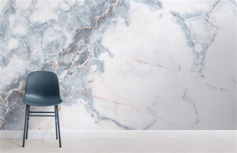 Deep Blue Clouded Marble Wallpaper Mural Hovia