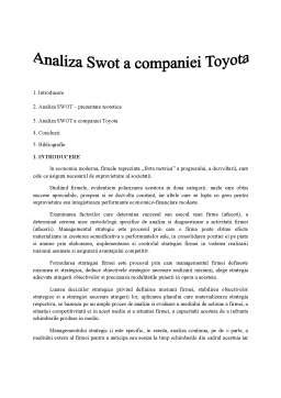 Analiza SWOT Toyota Referat DOC