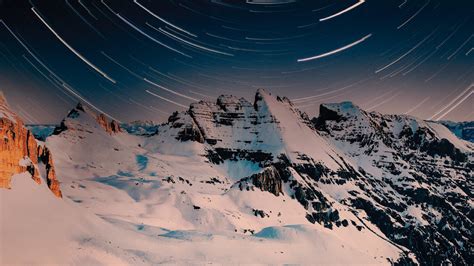 Download Wallpaper 1366x768 Mountain Peaks Glacier Evening Tablet