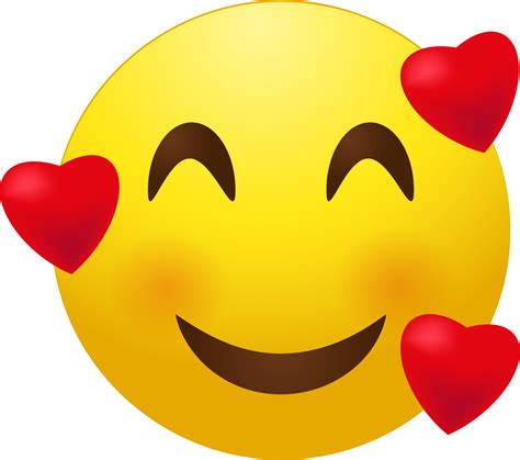Emoji De Sonrisa Positiva Con Corazones 11380315 Png