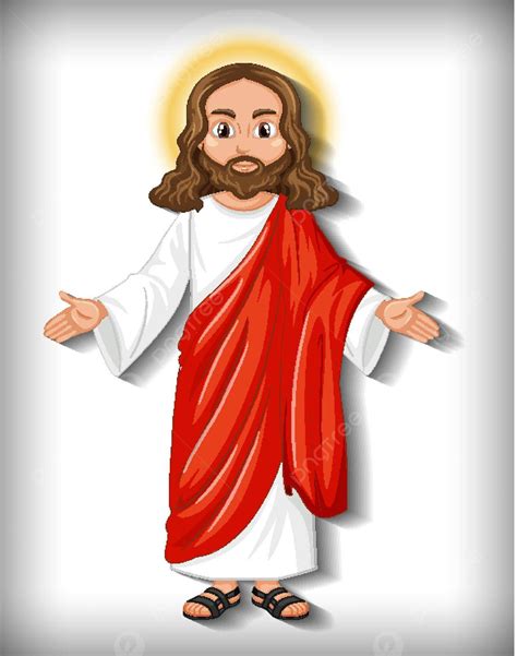 Isolated Jesus Cartoon Character Art Cultural Christian Vector Art