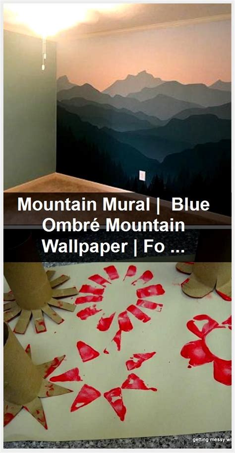 Mountain Mural Blue Ombré Mountain Wallpaper Forest