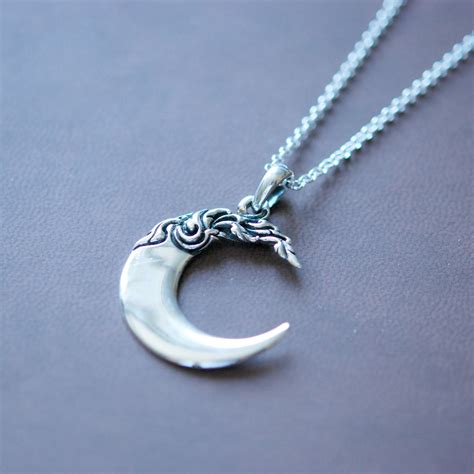 Silver Moon Necklace Sterling Silver Crescent Moon Pendant Love You