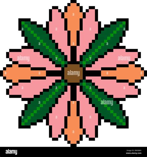 Vector Pixel Art Flower Isolated Stock Vector Image And Art Alamy