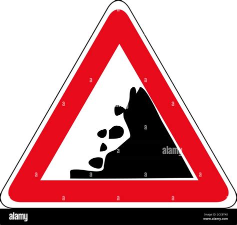Danger Falling Rocks Traffic Sign Road Isolated Icon Falling Stones