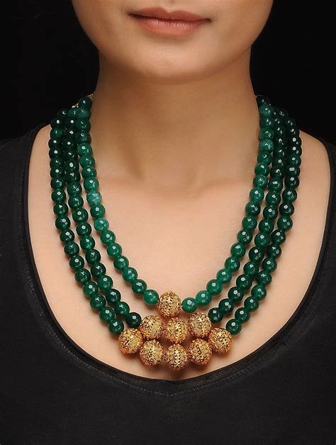 Maybe you would like to learn more about one of these? Buy Green Gold Tone Jade Necklace Online at Jaypore.com