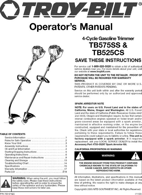 Troy Bilt Tb525cs Operators Manual Manualslib Makes It Easy To Find