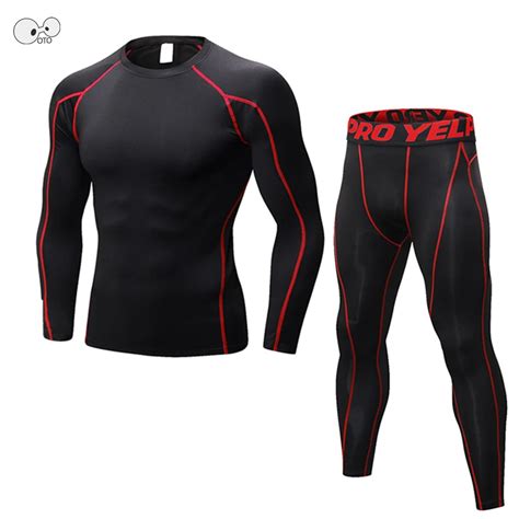 new dry fit compression tracksuit fitness tight running set long sleeve t shirt legging pants