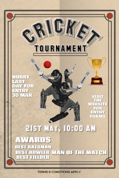 Cricket Tournament Flyer Banner Poster Template Postermywall