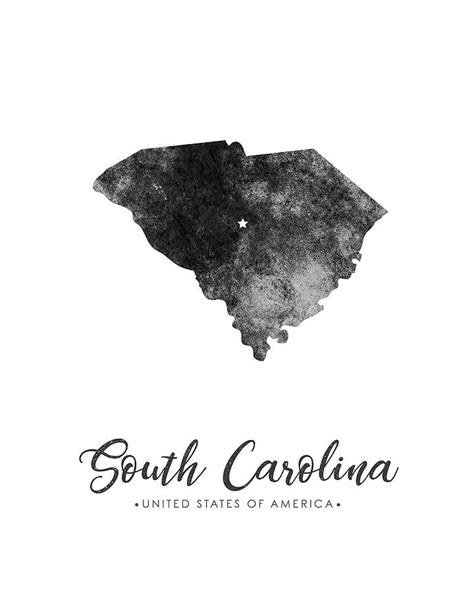 South Carolina State Map Art Grunge Silhouette Mixed Media By Studio