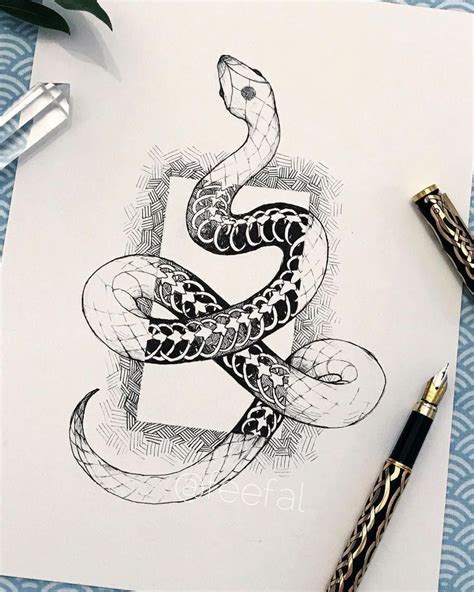 Snake Art Drawing Sketch Geometric Sleeve Tattoo Snake Drawing
