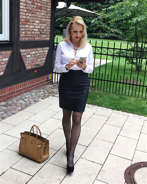I Think This Look Is Perfect For A Great Friday Night White Blouse Pencil Skirt Stockings And