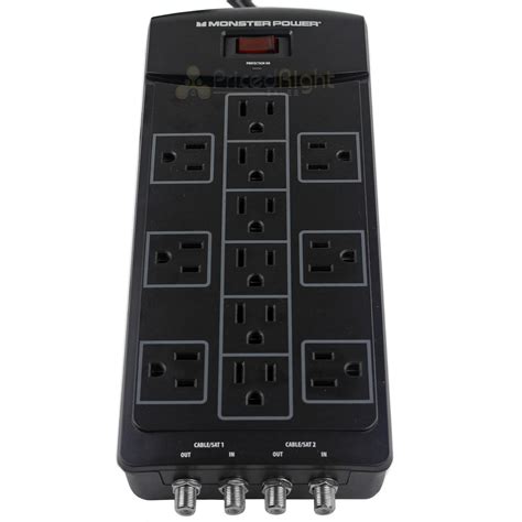 Monster Power 12 Outlet Surge Protector 2160 Joules Dual Coax