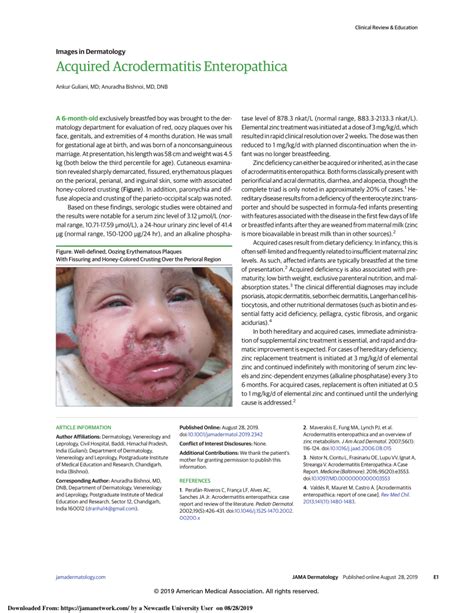 Pdf Acquired Acrodermatitis Enteropathica