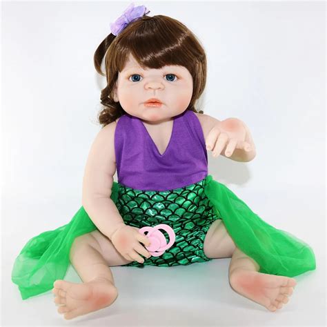 Bebes Reborn Lifelike Full Body Silicone Reborn Baby Dolls 57cm Curly
