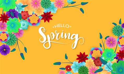 Spring Banner With Colorful Flowers In Corners 696256 Vector Art At