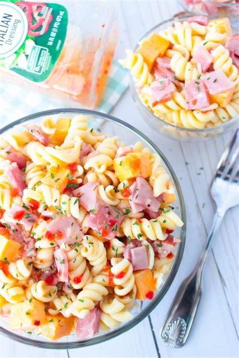 Discover a list of ham recipes. Ham and Cheese Pasta Salad - No Mayonnaise #pork #pasta #salad | Ham and cheese pasta, Pasta ...