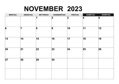 Kalender November 2023 Kalendersu