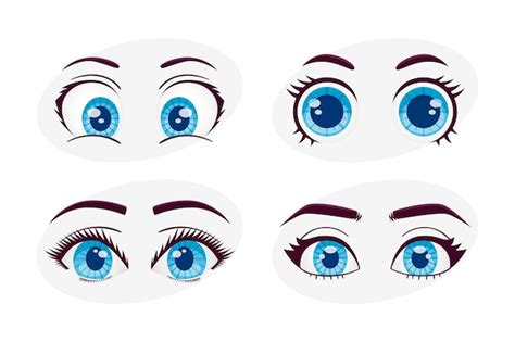 Ilustración De Dibujos Animados De Ojos Azules Dibujados A Mano