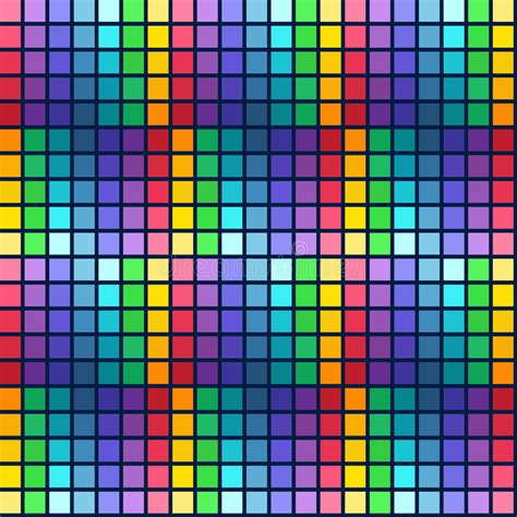 Abstract Bright Colorful Seamless Pattern Vector Rainbow Square Stock