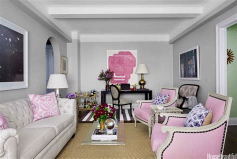 Pink And Gray Living Room Contemporary Living Room House Beautiful