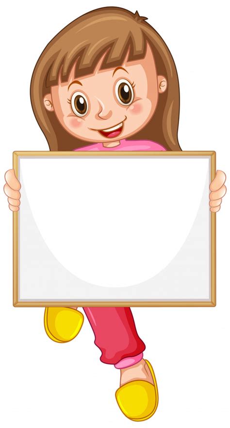 24,000+ vectors, stock photos & psd files. Free Vector | Blank sign template with cute girl on white ...