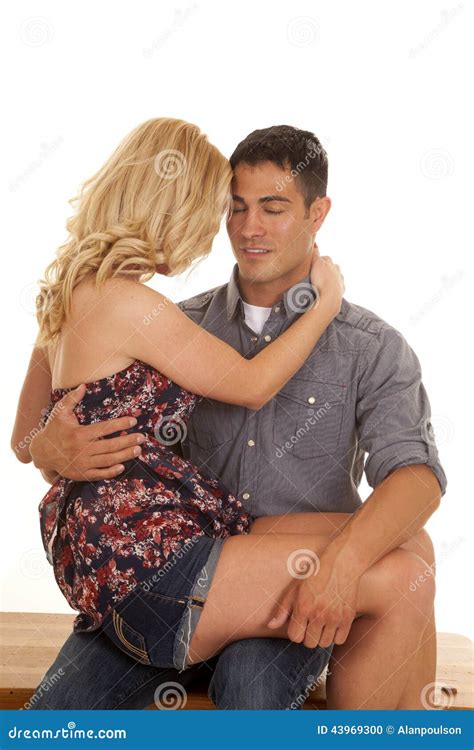 Woman On Mans Lap Eyes Closed Stock Photo Image Of Ethnicity Date