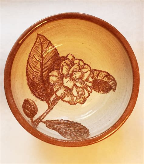 Sgraffito Handmade Camellia Bowl By Julie Graff Etsy