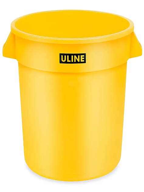 Uline Trash Can 32 Gallon Yellow H 3687y Uline