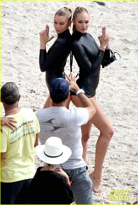 Full Sized Photo Of Candice Swanepoel Stella Maxwell Pose Like Beach
