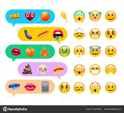 Soyut şirin Komik Emoji Ifade Icon Set Stock Vector By ©ober Art 160216982
