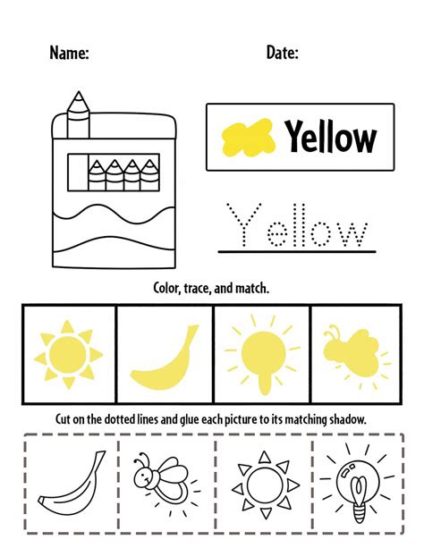 Yellow Color Activities And Worksheets For Preschool ⋆ The Hollydog Blog