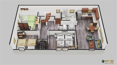 3d Floor Plan Design Service Of 3 Bedroom Home By Yantram Floor Plan