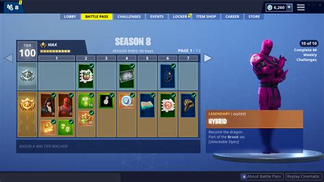 Fortnite Season 8 All Battle Pass Tiers And Rewards