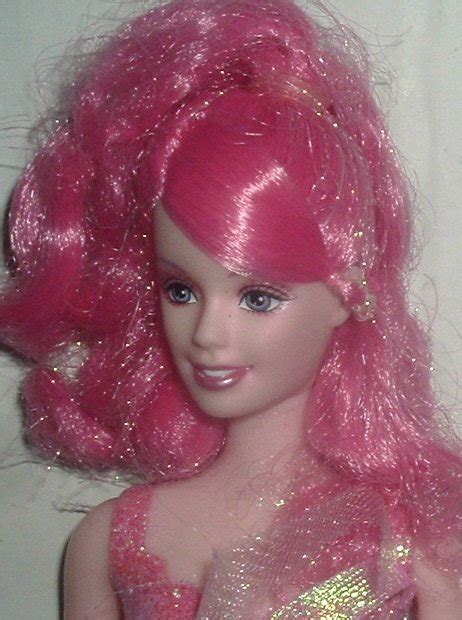 Barbie Doll Fairy Pink Hair And Glitter Painted Top Other