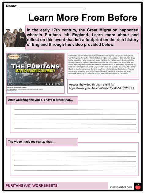 Puritans Facts And Worksheets For Kids History Emergence Beliefs
