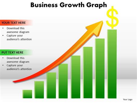 Business Growth Graph Bar Chart With Arrow Going Up And Dollar Sign