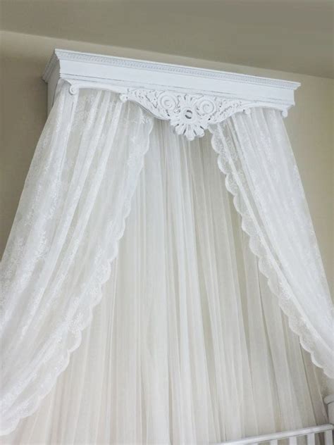 White satin crown mosquito net bed single double king midge insect fly canopy uk. Bed Crown Canopy, Crib Crown, Wood Cornice, French Scroll ...