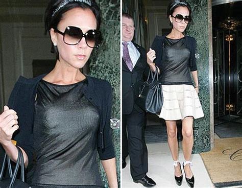 Victoria Beckham Shows Off Her Nipples In See Through Top See The