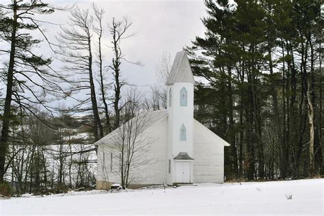 Old Country Church In The Winter Woods Photograph By Gene Walls Fine