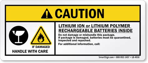 Caution Lithium Rechargeable Batteries Inside Labels Sku Lb 4016