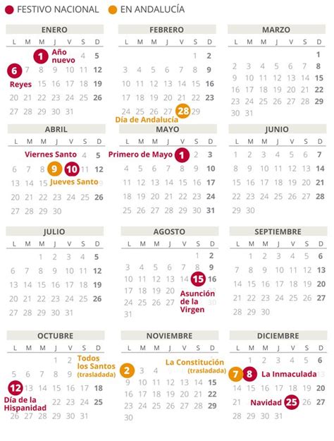 Calendario Laboral AndalucÍa Con Todos Los Festivos