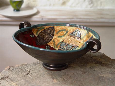 Hand Painted Ceramic Fruit Bowl Unique Pottery Dish Kitchen Decor Anniversary Gift