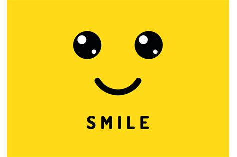 Happy smile. Smiling face on yellow background. Laughter logo, funny v ...