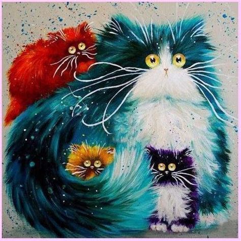 Floofy Surreal Cats Collection Premium Diy Diamond Painting Kit Cat